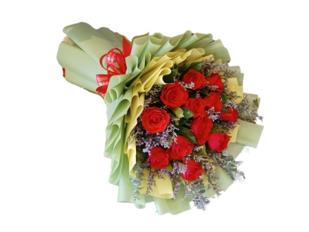 Red Rose Bouquet with Lavender Fillers – Fresh Flower Delivery Philippines