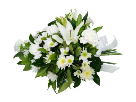 White Serenity Sympathy Bouquet – Elegant White Funeral Flowers
