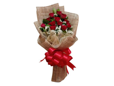 Rustic Charm Red Rose Bouquet – FlowerTalks Philippines