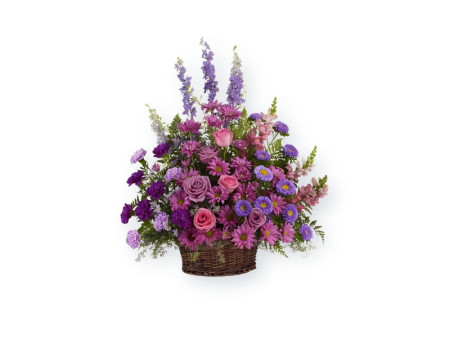 Tranquil Grace Basket – Purple & Pink Sympathy Flowers | FlowerTalks Philippines