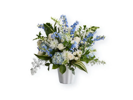 Heaven’s Whisper Vase – Blue & White Sympathy Flowers | FlowerTalks Philippines
