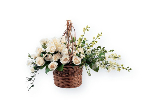Pure Grace Basket – White Sympathy Flower Arrangement | FlowerTalks Philippines