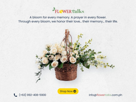 Pure Grace Basket – White Sympathy Flower Arrangement | FlowerTalks Philippines Pure Grace Basket – White Sympathy Flower Arrangement | FlowerTalks Philippines