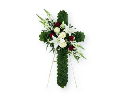 Cross of Peace Floral Stand – Sympathy & Memorial Flowers | FlowerTalks Philippines