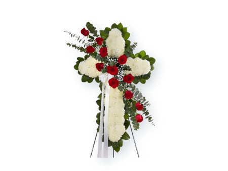 Crimson Devotion Floral Cross – Sympathy & Memorial Flowers | FlowerTalks Philippines