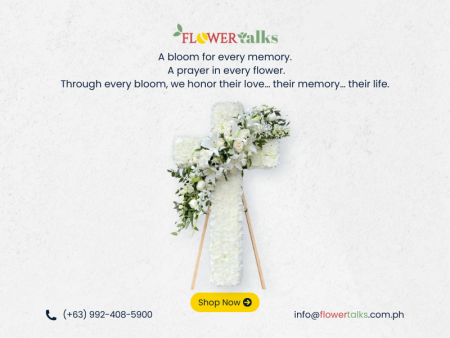 Eternal Grace Cross Arrangement – White Funeral & Memorial Flowers | FlowerTalks Philippines Eternal Grace Cross Arrangement – White Funeral & Memorial Flowers | FlowerTalks Philippines